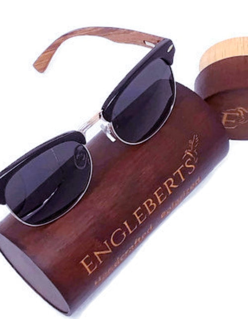 Load image into Gallery viewer, Real Walnut Wood Club Style Sunglasses With Bamboo Case, Polarized
